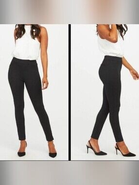 SPANX Black High-Waist Ponte Ankle Trousers